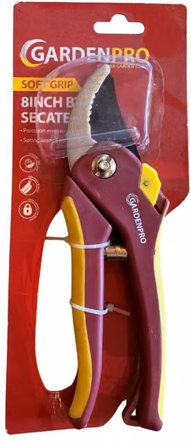 Garden Pro Soft Grip Steel Garden Secateurs in Red and Yellow