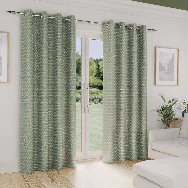 Enhanced Living Green Room Darkening Eyelet Curtains, W: 137 cm, H: 117 cm