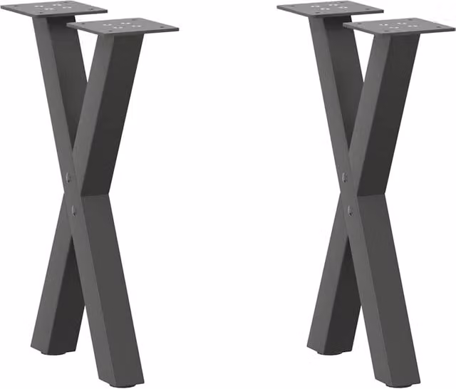 Berkfield Home X-Shaped Coffee Table Legs, 2 Piece Steel Set in Anthracite Black, W: 38 cm, H: 42-43 cm