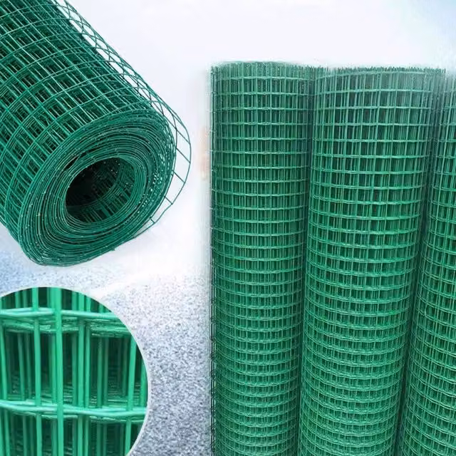 NESTLUNE Green Coated Wire Mesh Garden Fencing, 10 m Length, H: 15 cm, W: 100 cm