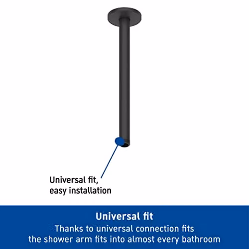 Duravit Universal Round Ceiling Mount Shower Arm and Faucet with 300 mm Shower Head in Black Matt – 2
