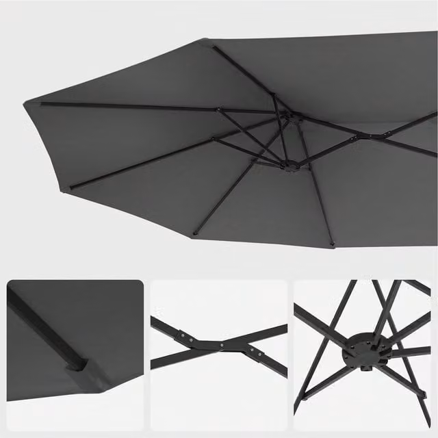 SONGMICS Double-Sided Cantilever Garden Parasol Umbrella in Grey with UPF 50 Polyester Canopy