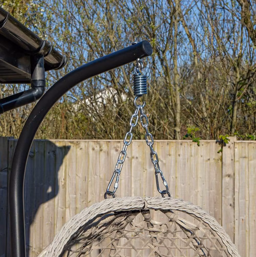 Samuel Alexander Cool Grey Hanging Rattan Egg Chair with Steel Frame and Waterproof Cover – 4