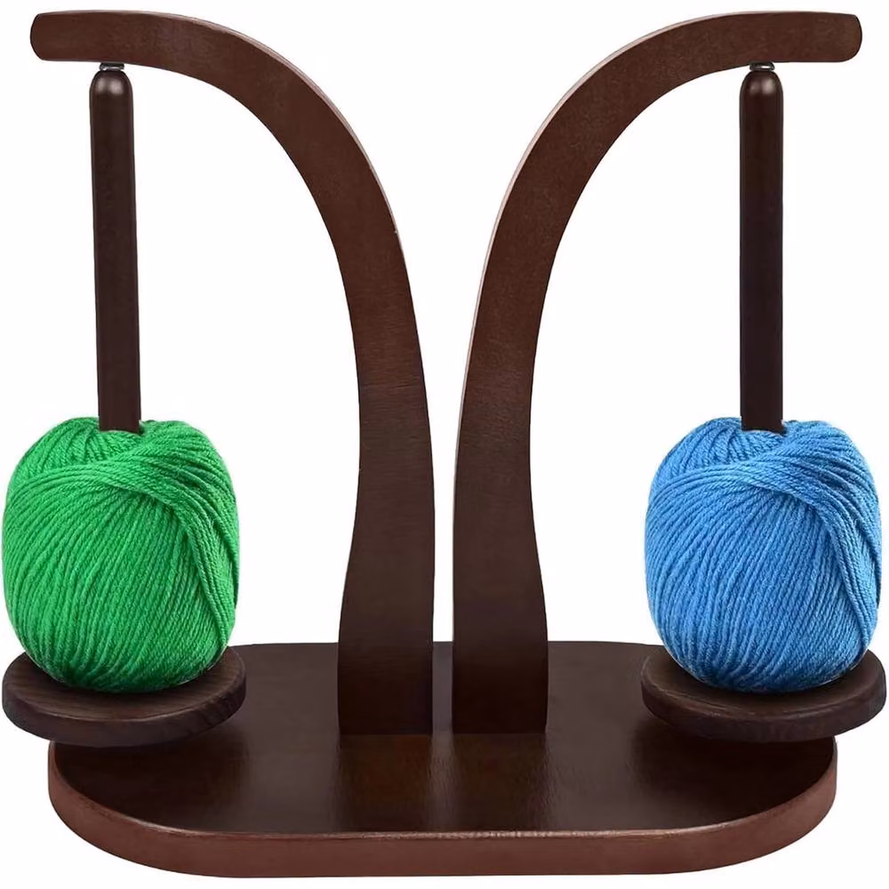 VOGREX Magnetic Wooden Yarn Storage Rack and Knitting Organiser in Brown – 3