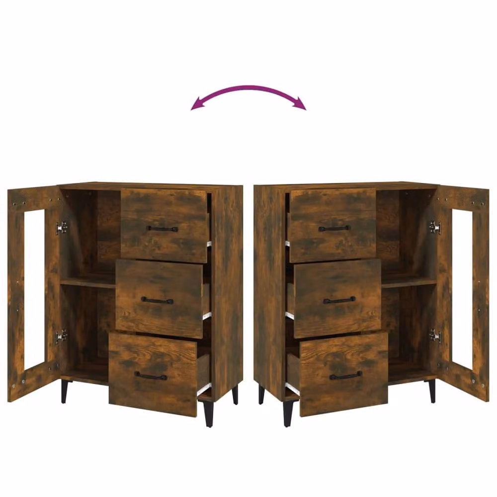 Berkfield Home Smoked Oak Sideboard in Brown, W/D/H: 69.5 x 34.0 x 90.0 cm – 4