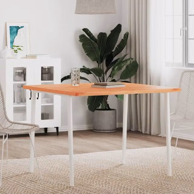 Berkfield Home Square Solid Wood Beech Table Top, Brown, W/D/H: 90 x 90 x 2.5 cm