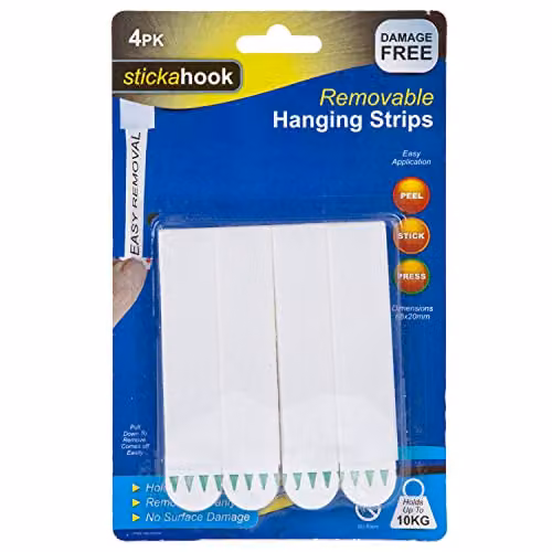 VFM Removable White Picture Hanging Hooks, Pack of 4, 2.5kg Capacity per Set – 3