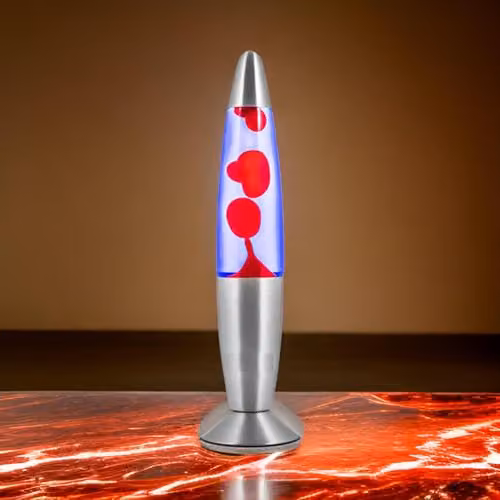Almineez Magic 16 Inch Retro Lava Lamp with Red Wax and Blue Liquid, Silver Aluminium Base – 3