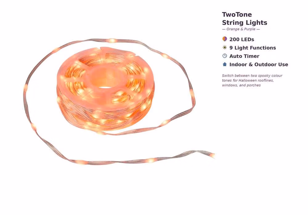 mysmartbuy TwoTone RGB LED String Lights with 200 LEDs in Orange and Multicolour for Halloween and Autumn Decor – 3