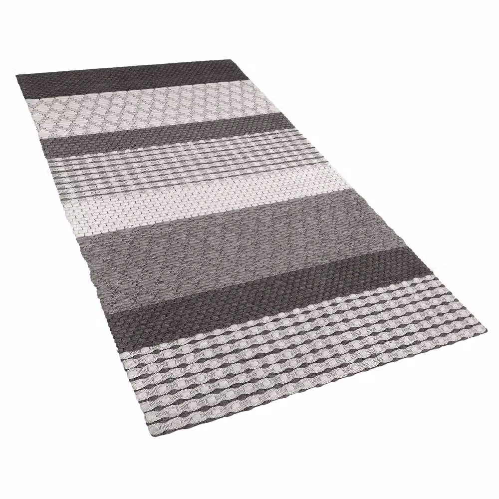 Wyld and Coco Grey Patchwork Wool Blend Handwoven Area Rug, W: 80 cm, L: 150 cm – 2