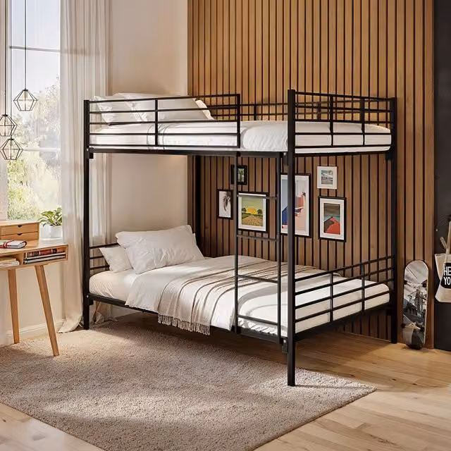 Flair Metayal Industrial Metal Bunk Bed in Black