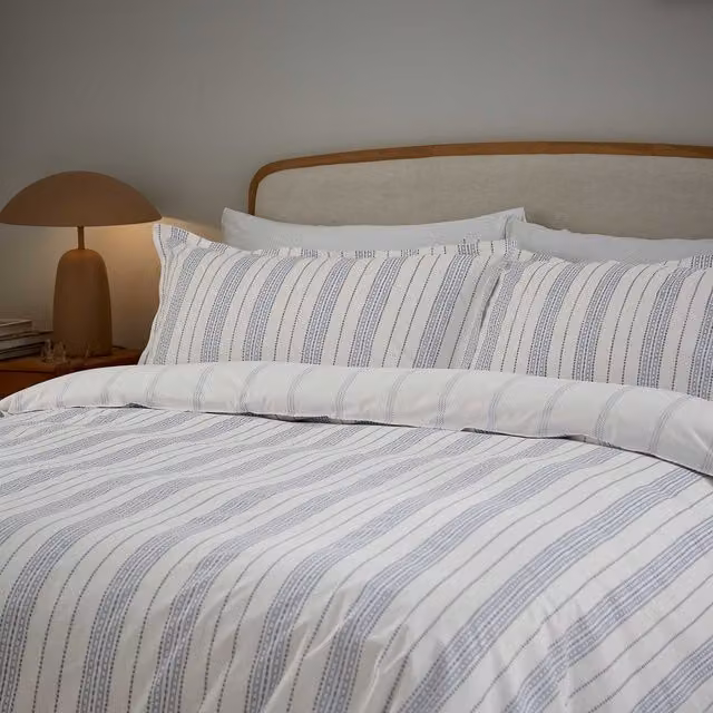 Murmur Lora Print Kingsize Reversible Cotton Percale Duvet Cover and Pillowcase Set, Ballintoy Blue, W: 180 cm, L: 200 cm