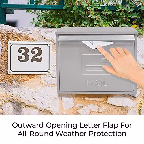 GardenKraft Wall-Mounted Steel Letterbox in Silver – 3