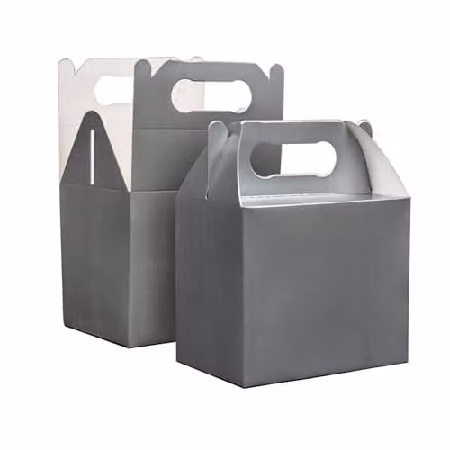 Shatchi 10-Piece Silver Cardboard Party Food Lunch Boxes, W/D/H: 14 x 12 x 10 cm – 1