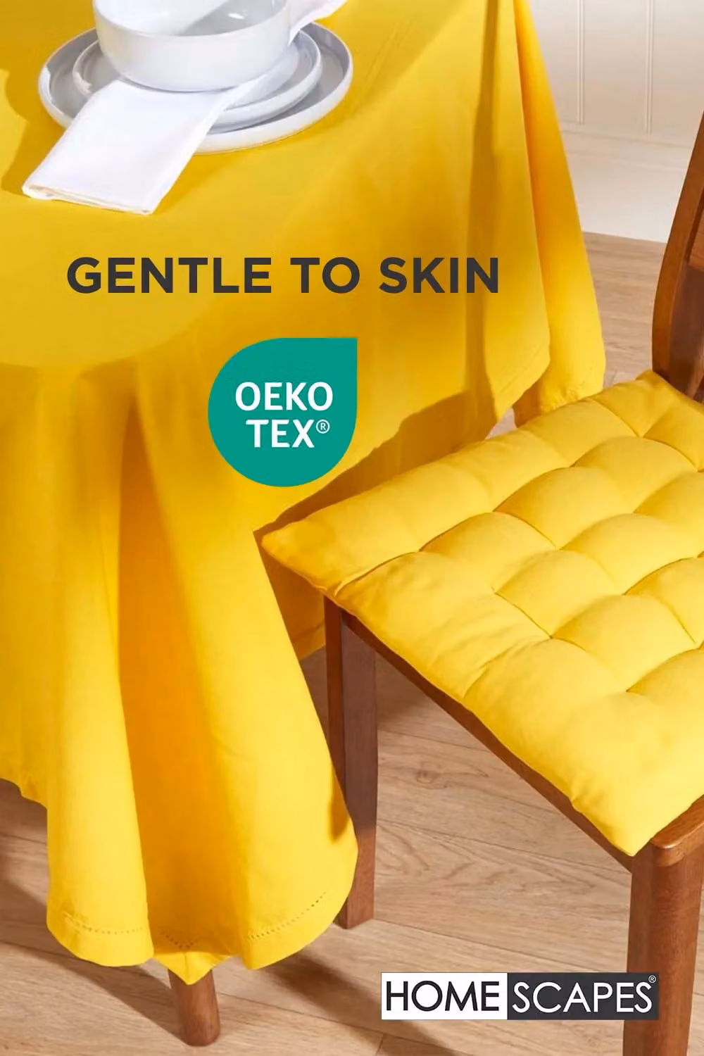Homescapes 6 Pack Luxury Quilted Cotton Seat Pads in Yellow, W/D/H: 40 x 40 x 40 cm – 3