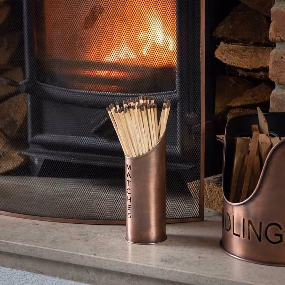 Lemon Pavilion Furniture and Decor Metal Logs and Kindling Buckets and Matchstick Holder in Bronze, W: 34 cm, D: 34 cm, H: 32 cm – 4
