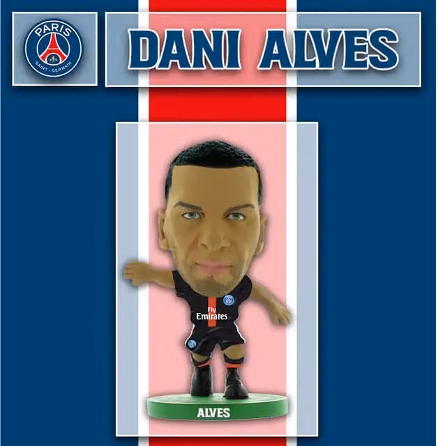 SoccerStarz Paris Saint-Germain Dani Alves Home Kit 2019 Mini Figure, Black, Height: 5 cm