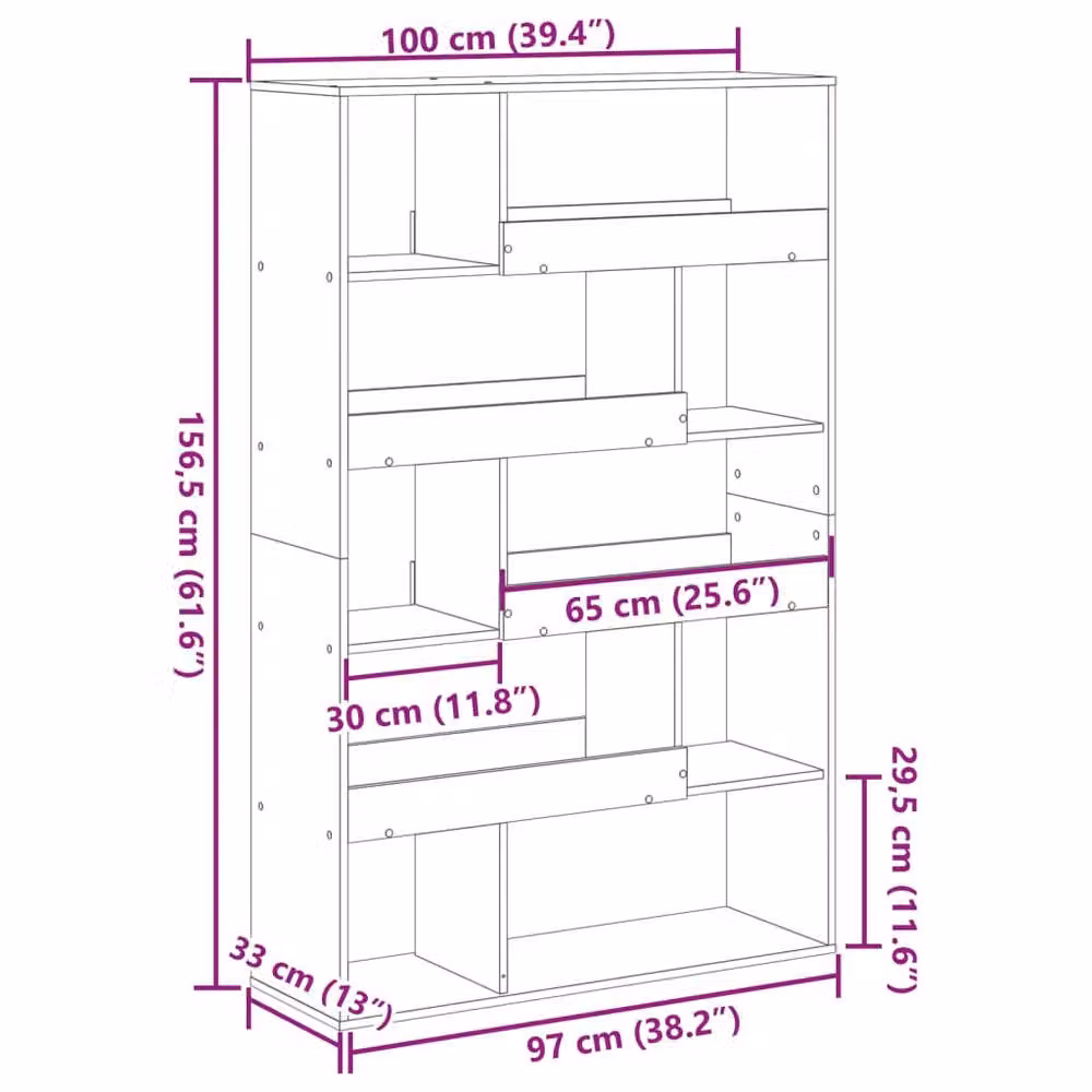 Berkfield Home Black Modern Room Divider in MDF, W/D/H: 100 x 33 x 156.5 cm – 5
