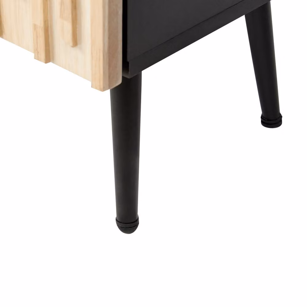 Wyld and Coco Industrial TV Stand with Black MDF Frame, Brown Rubberwood Doors and Iron Legs, W/D/H: 120 x 36 x 45 cm – 3