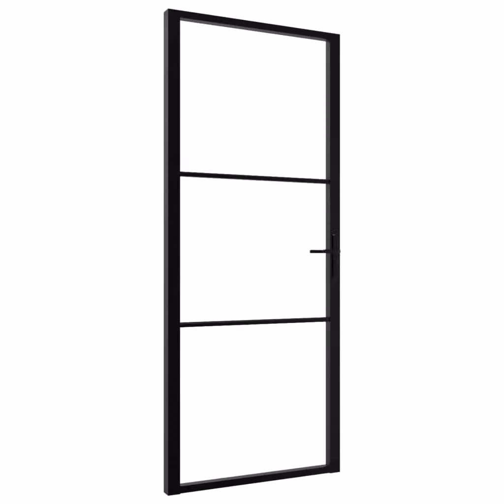 Berkfield Home Modern Interior Door with ESG Glass and Aluminium, Black, W: 93 cm, H: 201.5 cm – 2