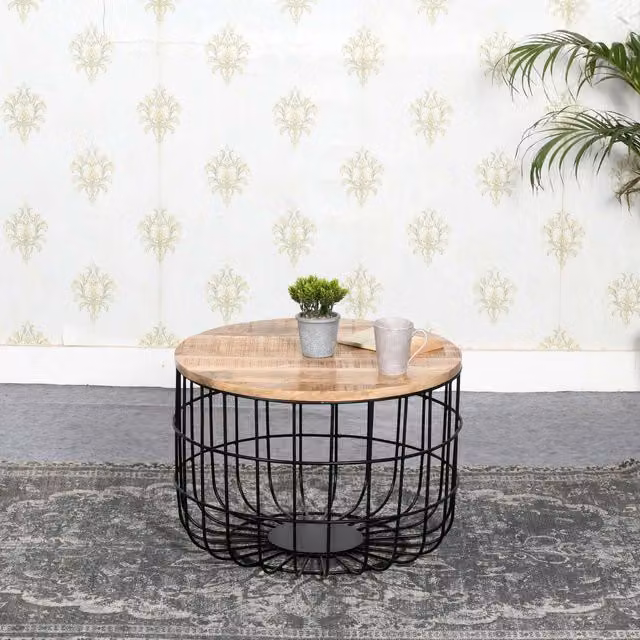IH Design Modern Square Mango Wood Coffee Table in Brown, W/D/H: 60 x 60 x 40 cm