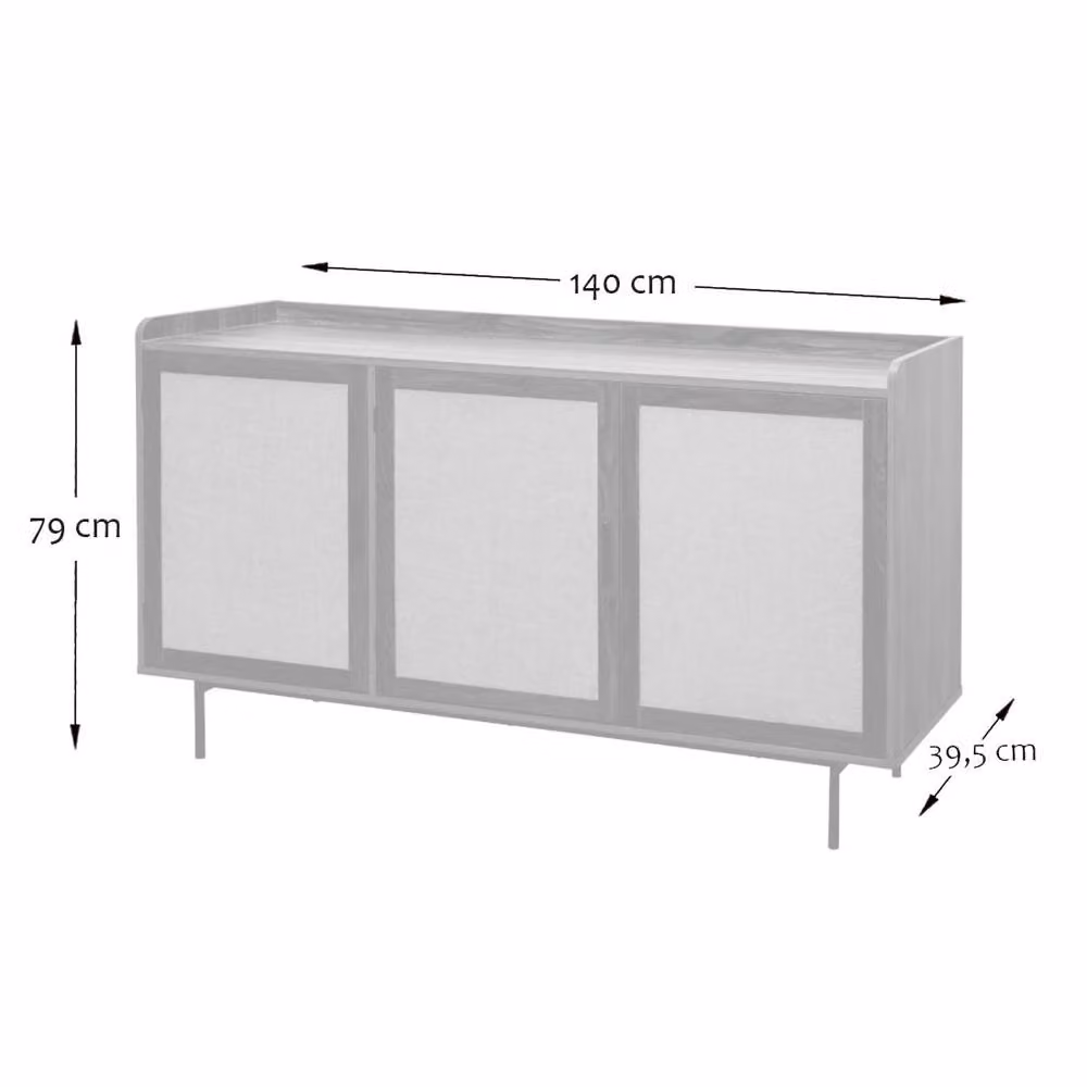 CALICOSY Jetson 3-Door Walnut Sideboard with Fabric Fronts in Dark Brown and Beige – 5
