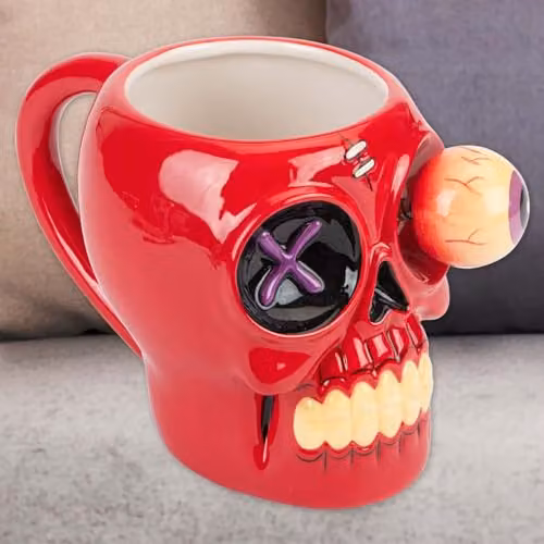 VFM e-Store Shaking Skull Wobble Mug, Red, H: 12 cm x W: 10 cm – 4