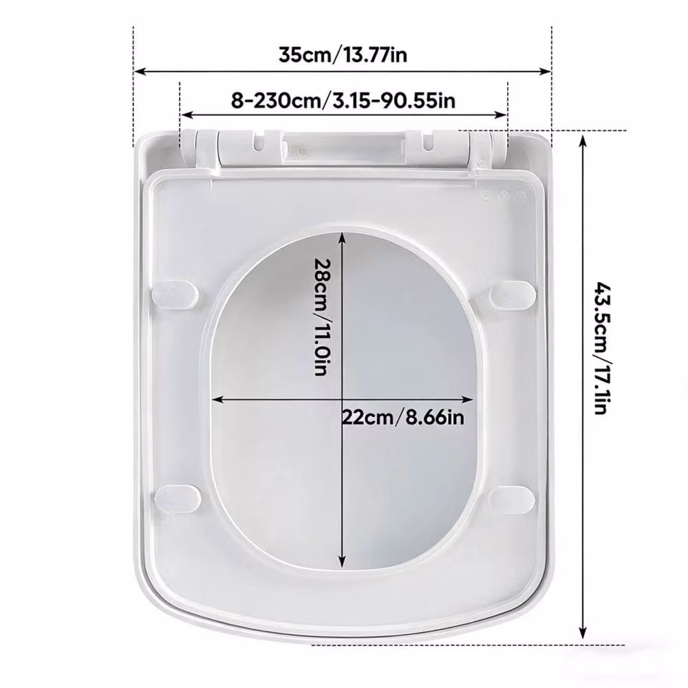 Nordara White Square Plastic Toilet Seat with Soft Close and Quick Release Hinges W: 43.5 cm, D: 35 cm, H: 43.5 cm – 2