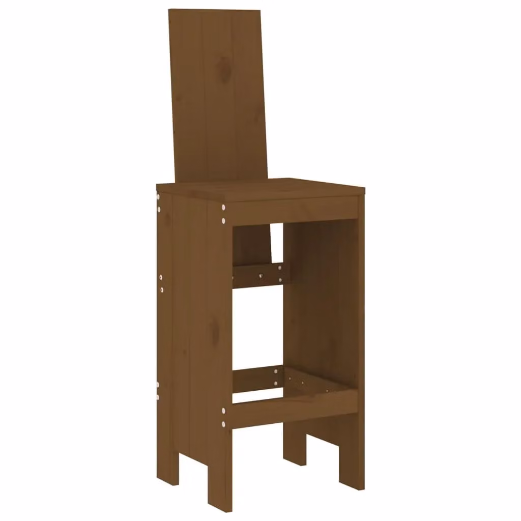 Berkfield Home Set of 2 Rustic Solid Pine Bar Stools, Honey Brown, W/D/H: 40 x 42 x 120 cm – 3