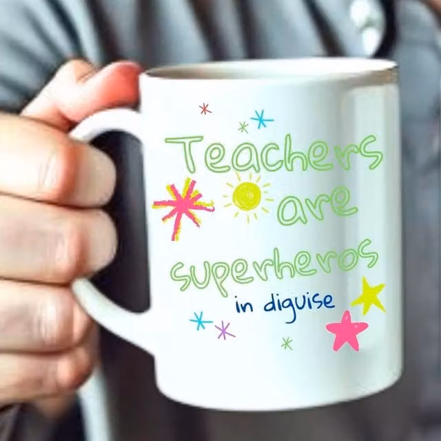 Aye Do Gifts Personalised Teachers are Superheroes Mug in White and Multicolour