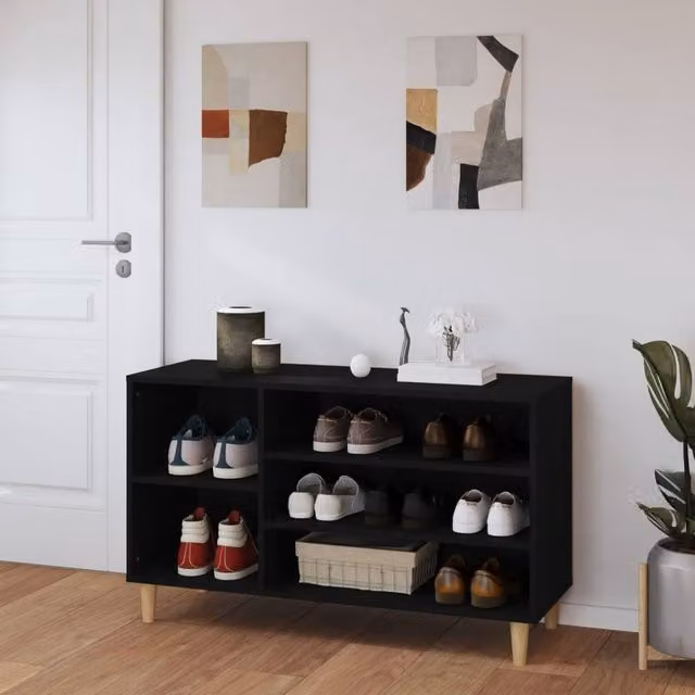 Berkfield Home Black Shoe Cabinet with Internal Shelves, W/D/H: 102 x 36 x 60 cm – 1