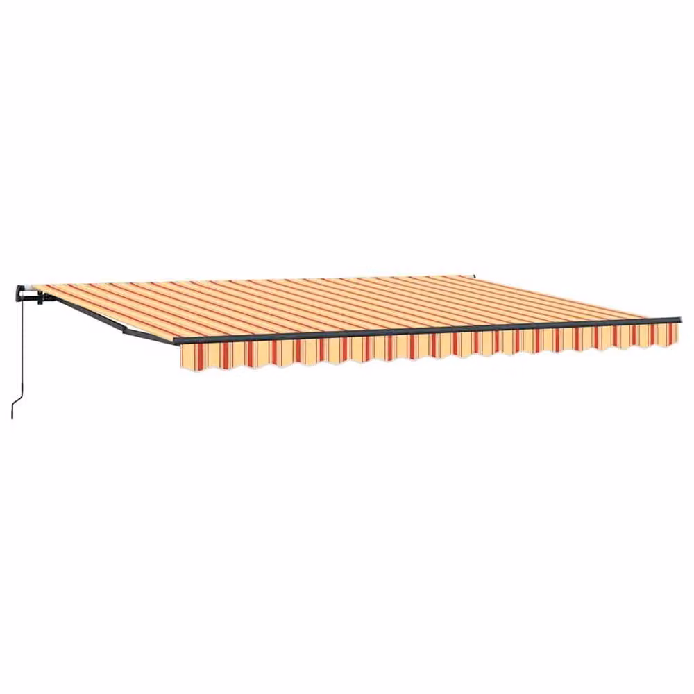 Berkfield Home Manual Retractable Folding Arm Awning in Yellow and Orange Striped Acrylic Fabric, W: 450 cm, D: 350 cm – 3