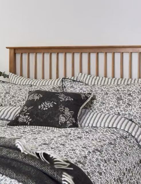 Burleigh x Bedeck of Belfast Regal Peacock Pure Cotton Percale Bedding Set, Charcoal Mix, W: 180 cm, L: 200 cm