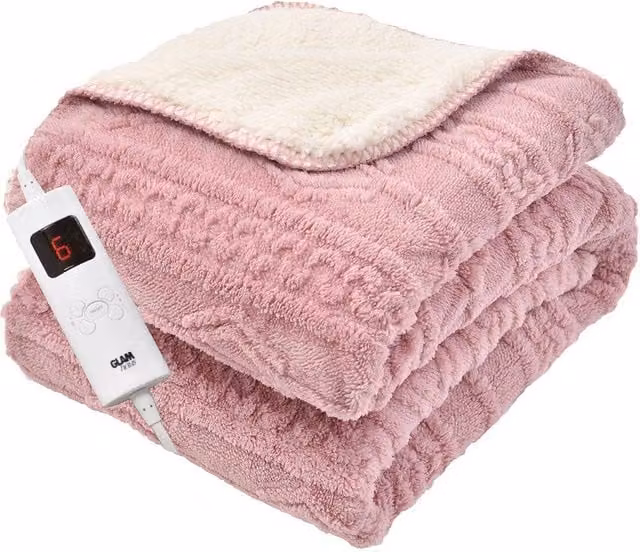 Glamhaus Electric Heated Fleece Blanket in Pink, W/D: 160 x 130 cm