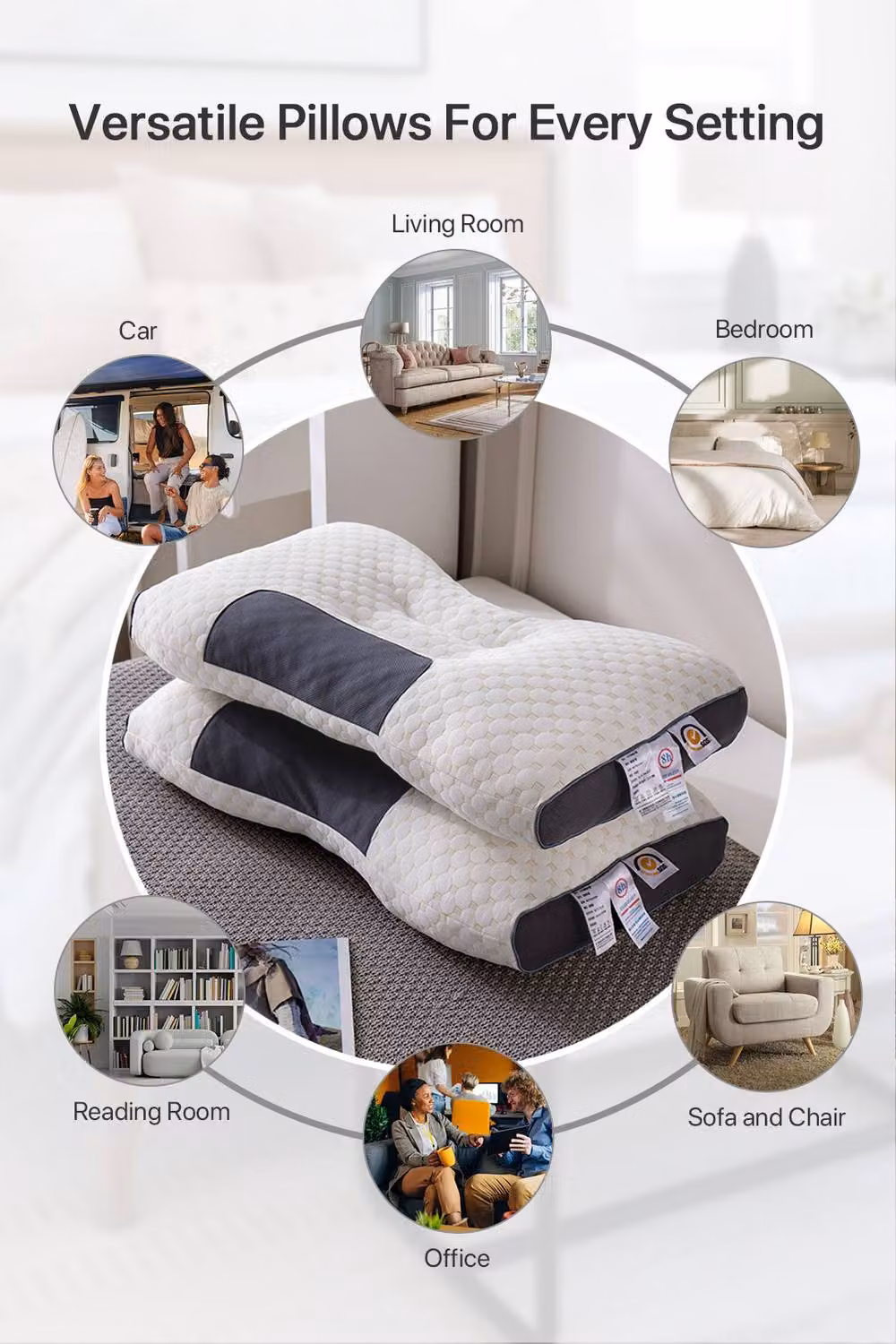 Garden Sanctuary 2-Pack Premium Knitted Sleep Support Pillows in White – 3