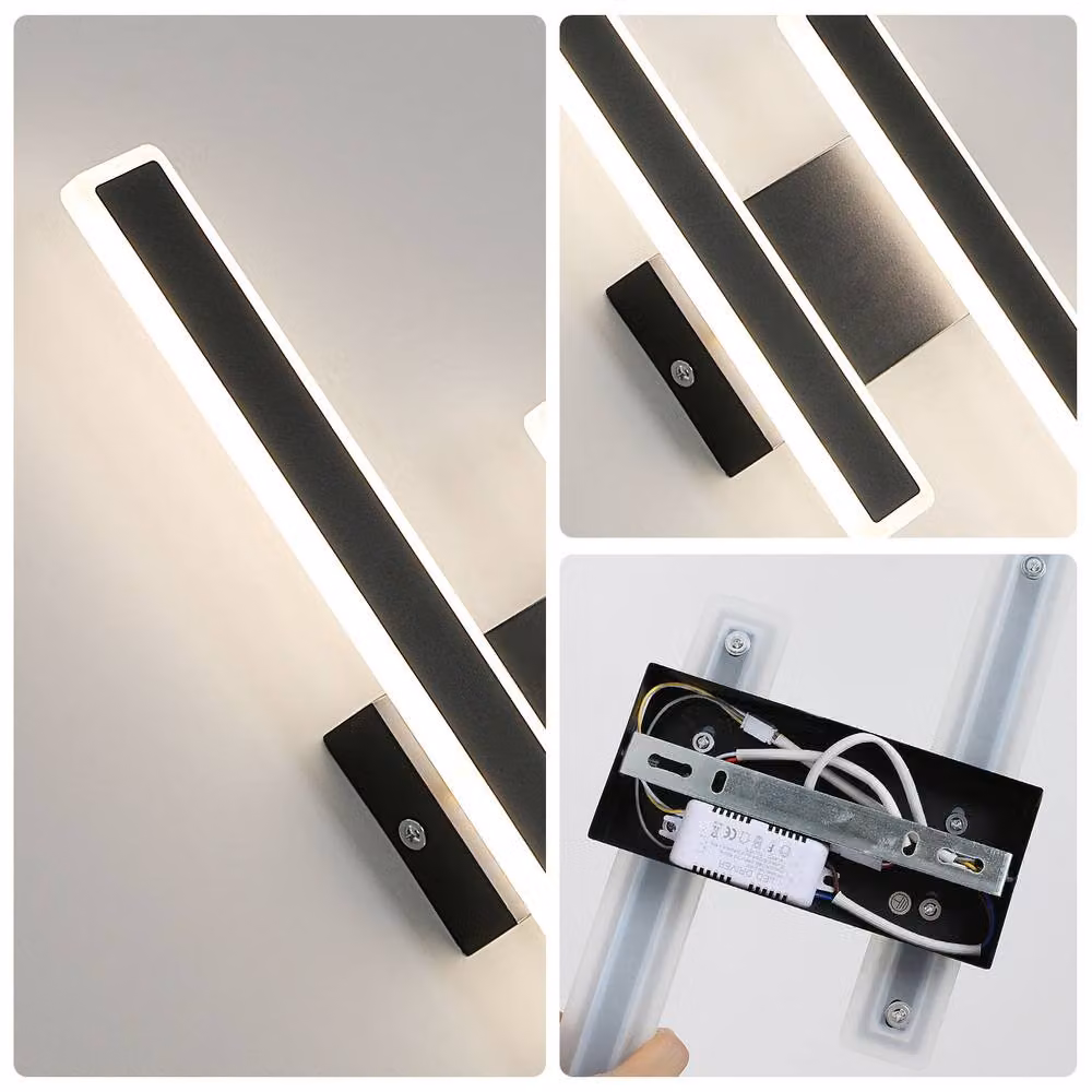 Goeco Modern Black Aluminium LED Wall Light with 4500K Cool White Up and Down Lighting – 4