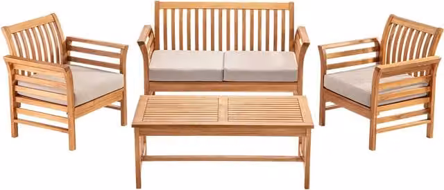 Garden Gear Acacia Wood Four-Seater Garden Sofa Set in Brown