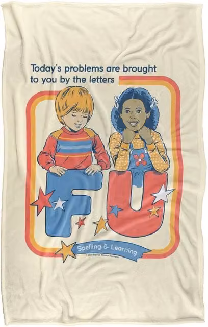 Steven Rhodes Today'S Problems Super Soft Fleece Throw Blanket, Multicolour, W/D/H: 91 x 147 cm