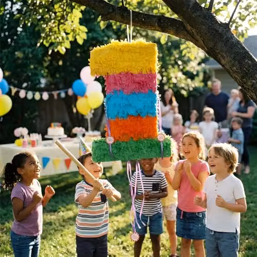 Fax Potato Number 1 Pop-Out Piñata Set with Blue Stick and Blindfold, Multicolour Birthday Party Decoration Pack – 5
