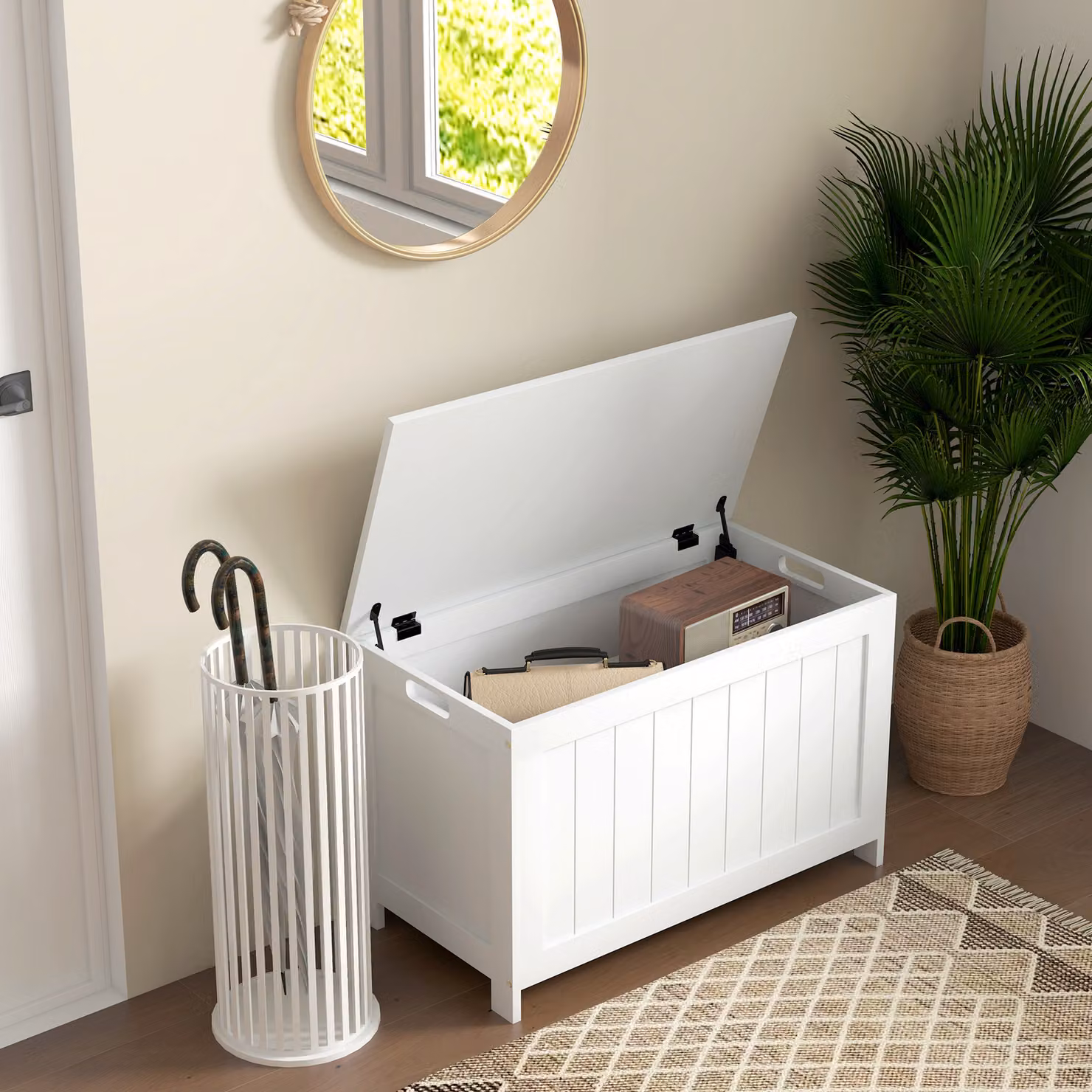 HOMCOM Modern White Wooden Storage Chest and Toy Box with Soft-Close Lid, W/D/H: 76 x 40 x 48 cm – 2