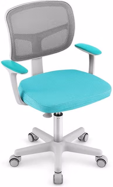 Costway Kids Low-Back Swivel Task Chair in Turquoise Multicolour Fabric – 1