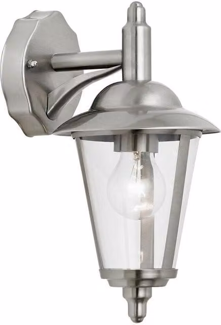 Loops IP44 Outdoor Wall Lantern in Silver Stainless Steel with Transparent Cover
