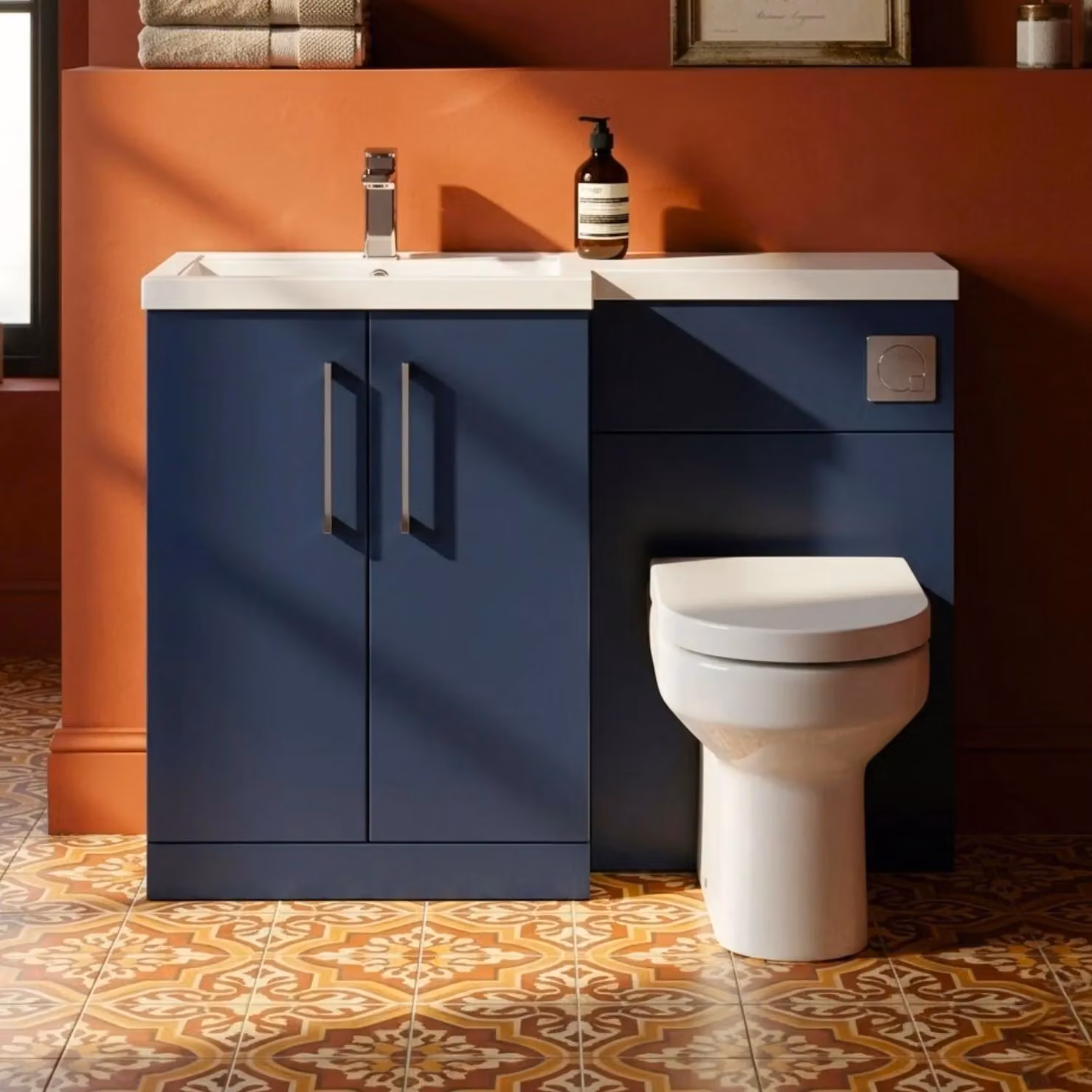 Balterley Midnight Blue Floor Standing Bathroom Vanity Unit with WC Pan, Seat and Cistern – 3