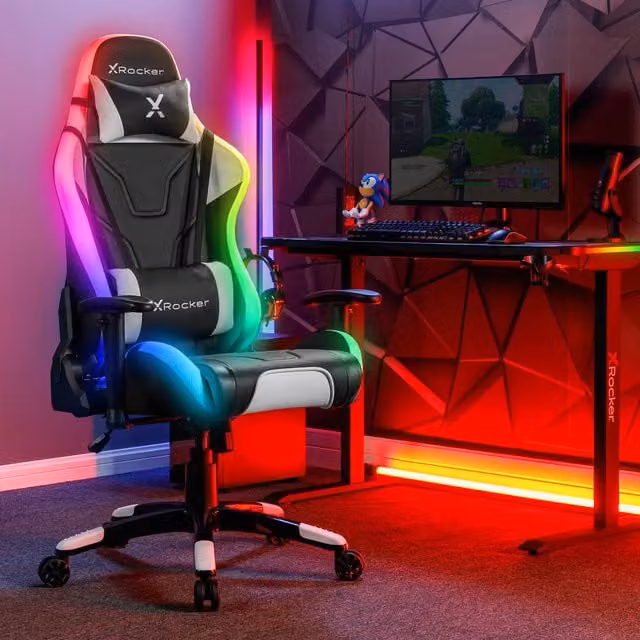 X Rocker Agility RGB Esport Gaming Chair for Children in Black Synthetic Leather
