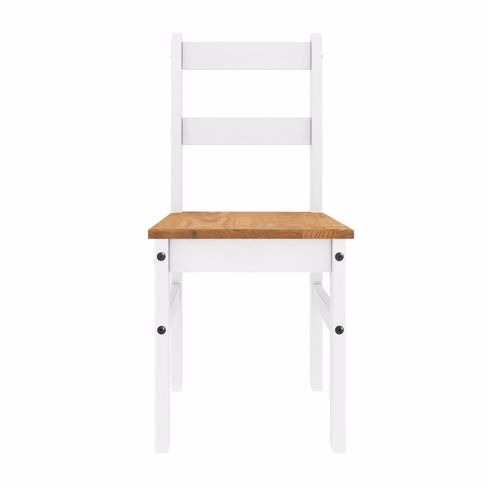 FORGEVIO White Rustic Pine Dining Table and 2 Chairs Set – 2