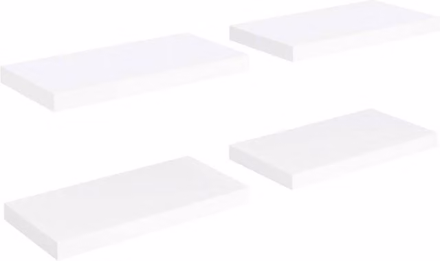 Berkfield Home Set of 4 White Floating Wall Shelves, W/D/H: 50 x 23 x 3.8 cm