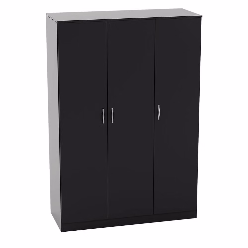 HD Designs Riano 3 Door Wardrobe in Matt Black with Hanging Rod and Internal Shelves, H 170.0 cm x W 115.5 cm – 2