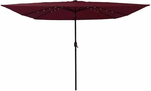 Berkfield Home Square Garden Parasol with LED Lights, Burgundy Red, W: 295 cm, D: 245 cm