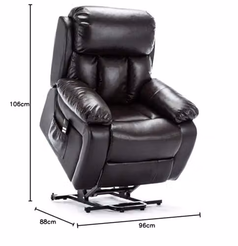 More4Homes Chester Dual Motor Electric Riser Recliner Armchair in Brown Bonded Leather with Massage and Heat Functions – 3