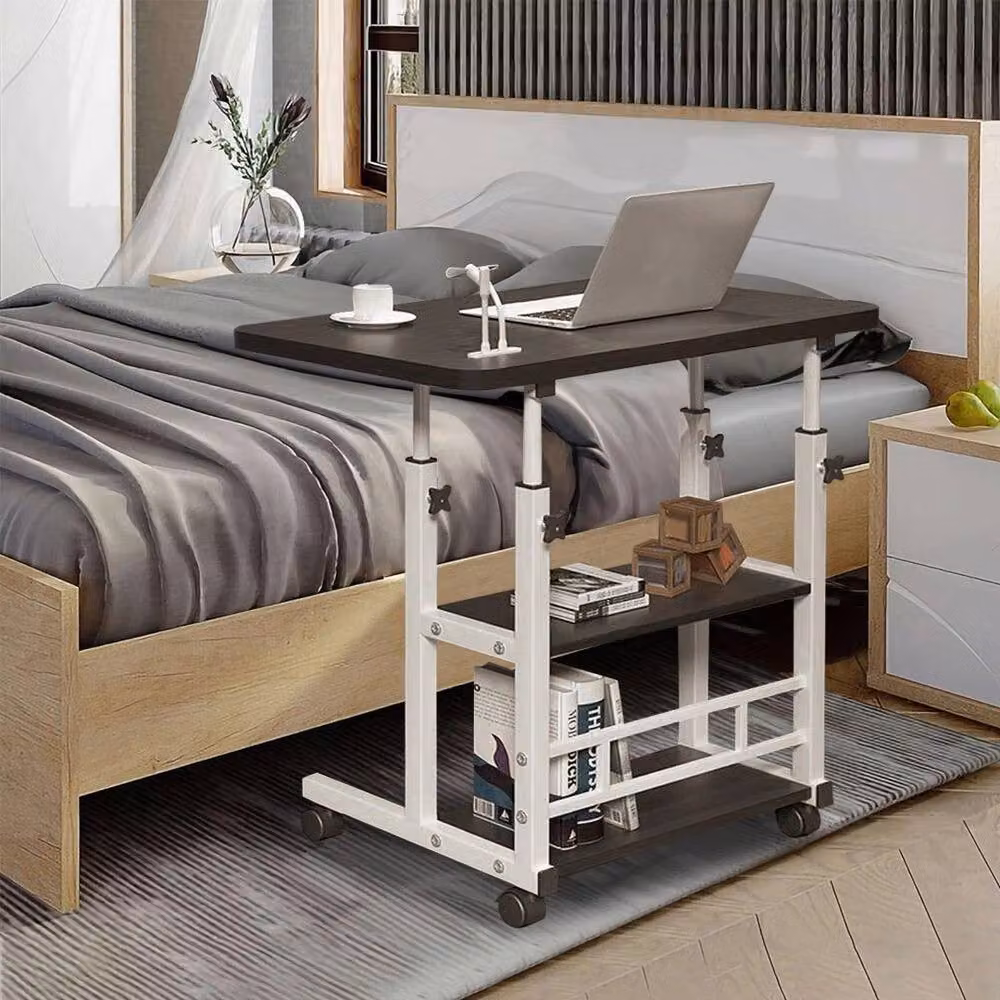 FLAVORA Black Height Adjustable Mobile Laptop Desk with Matt MDF Surface – 2